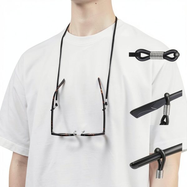 Adjustable Glasses Strap by TameSirrui Medium Black Faux Suede Grip-2