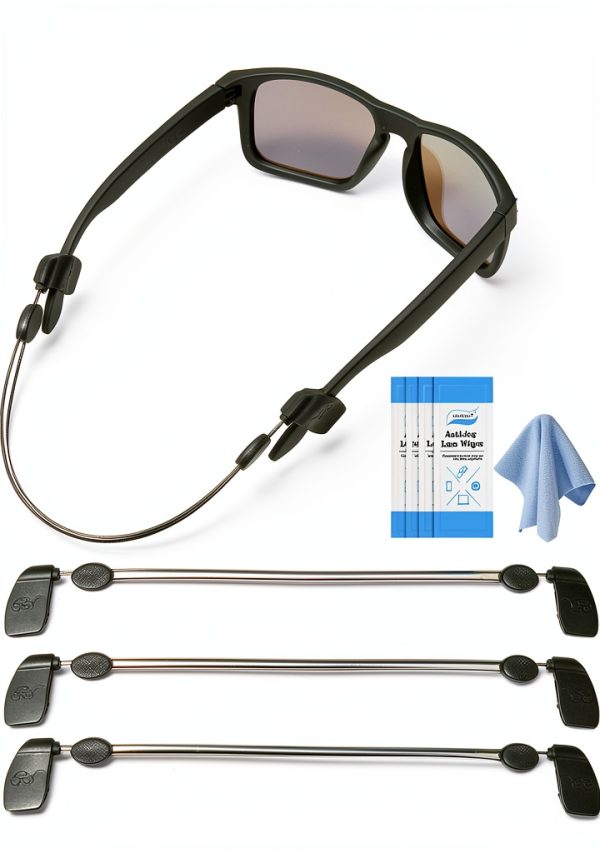 Adjustable Glasses Strap Maitsol 3-Pack Black Silicone Wire Rope 15in-0